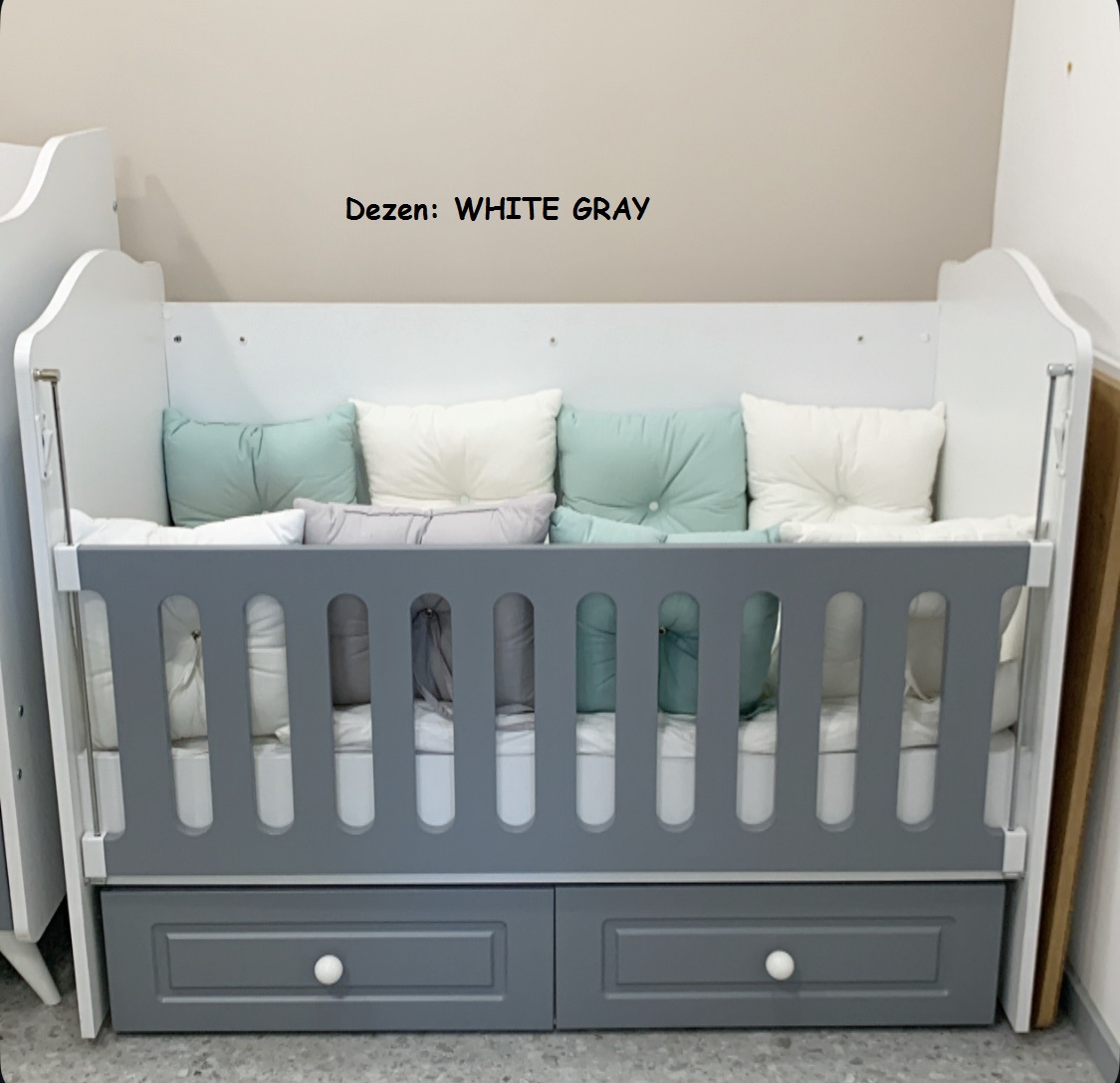 Krevetac za bebe Belis EVA 2 fioke 2u1 WHITE GRAY