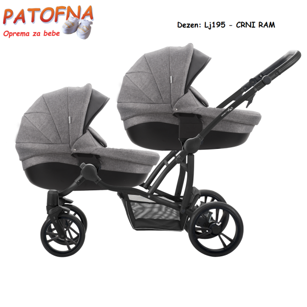 Kolica za blizance Bebetto 42, 3 u 1, LJ195 CRNI RAM
