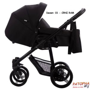 Kolica za bebe Bebetto Nico Plus, 2 u 1, 01 - CRNI RAM