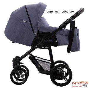 Kolica za bebe Bebetto Nico Plus, 2 u 1, 02 - CRNI RAM