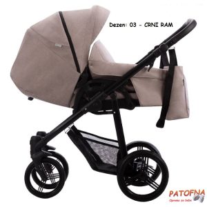 Kolica za bebe Bebetto Nico Plus, 2 u 1, 03 - CRNI RAM