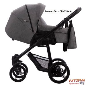 Kolica za bebe Bebetto Nico Plus, 2 u 1, 04 - CRNI RAM