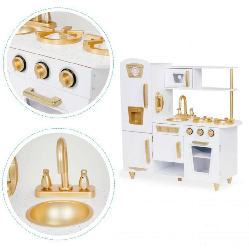 Kuhinja za decu drvena WHITE and GOLD