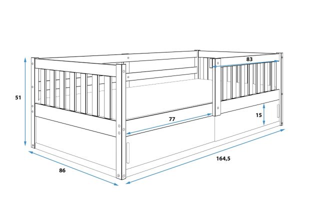 Dečiji krevet SMART 160x80cm, sa fiokom Dečiji krevet SMART 160x80cm, sa fiokom
