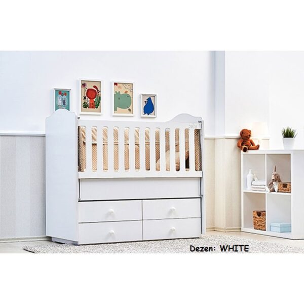 Krevetac za bebe BELIS EVA 4 fioke 2u1 WHITE