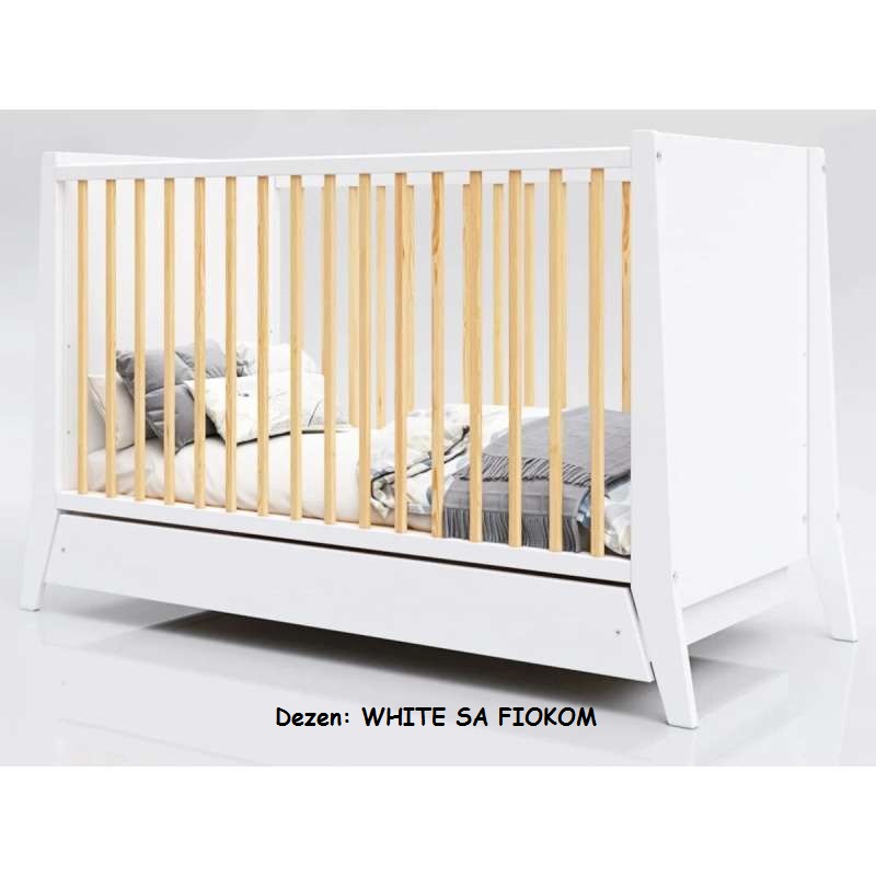 Krevetac za bebe Lettino COSMO 2u1 WHITE SA FIOKOM