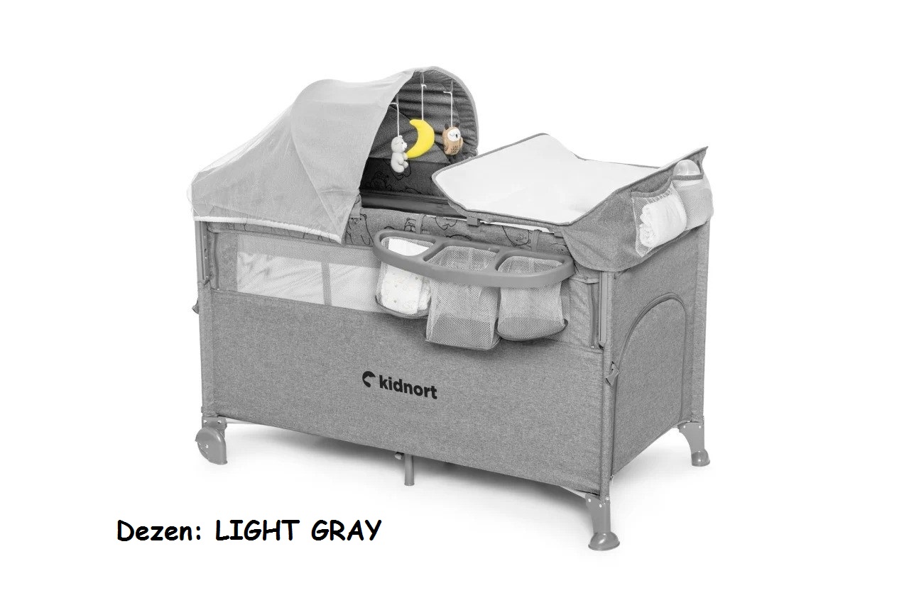 Prenosivi krevetac za bebe Kidnort STUGAN LIGHT GRAY