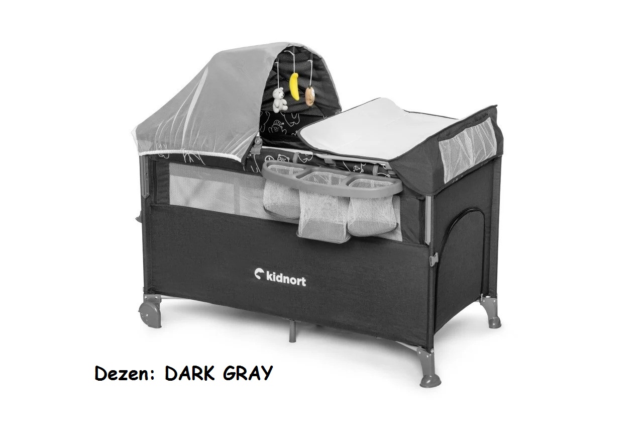 Prenosivi krevetac za bebe Kidnort STUGAN DARK GRAY