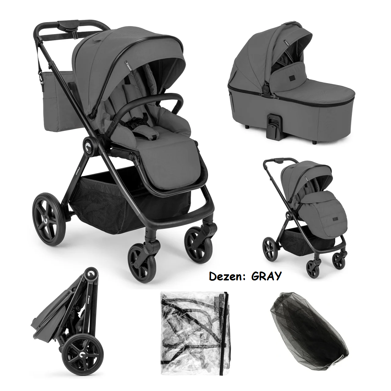 Kolica za bebe Kidnort ALSKAR GRAY set 2u1