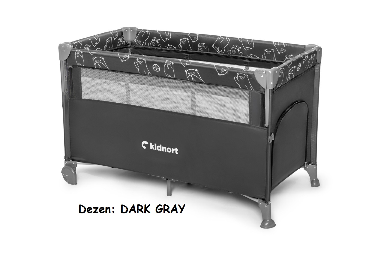 Prenosivi krevetac za bebe Kidnort NASTE DARK GRAY
