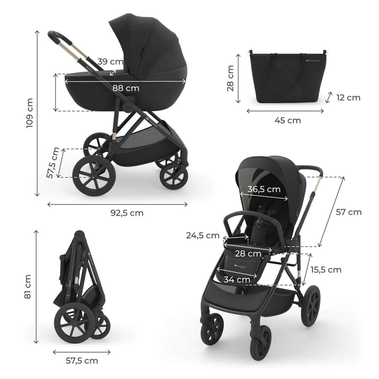 Kolica za bebe Kinderkraft PRIME 3 set 3u1