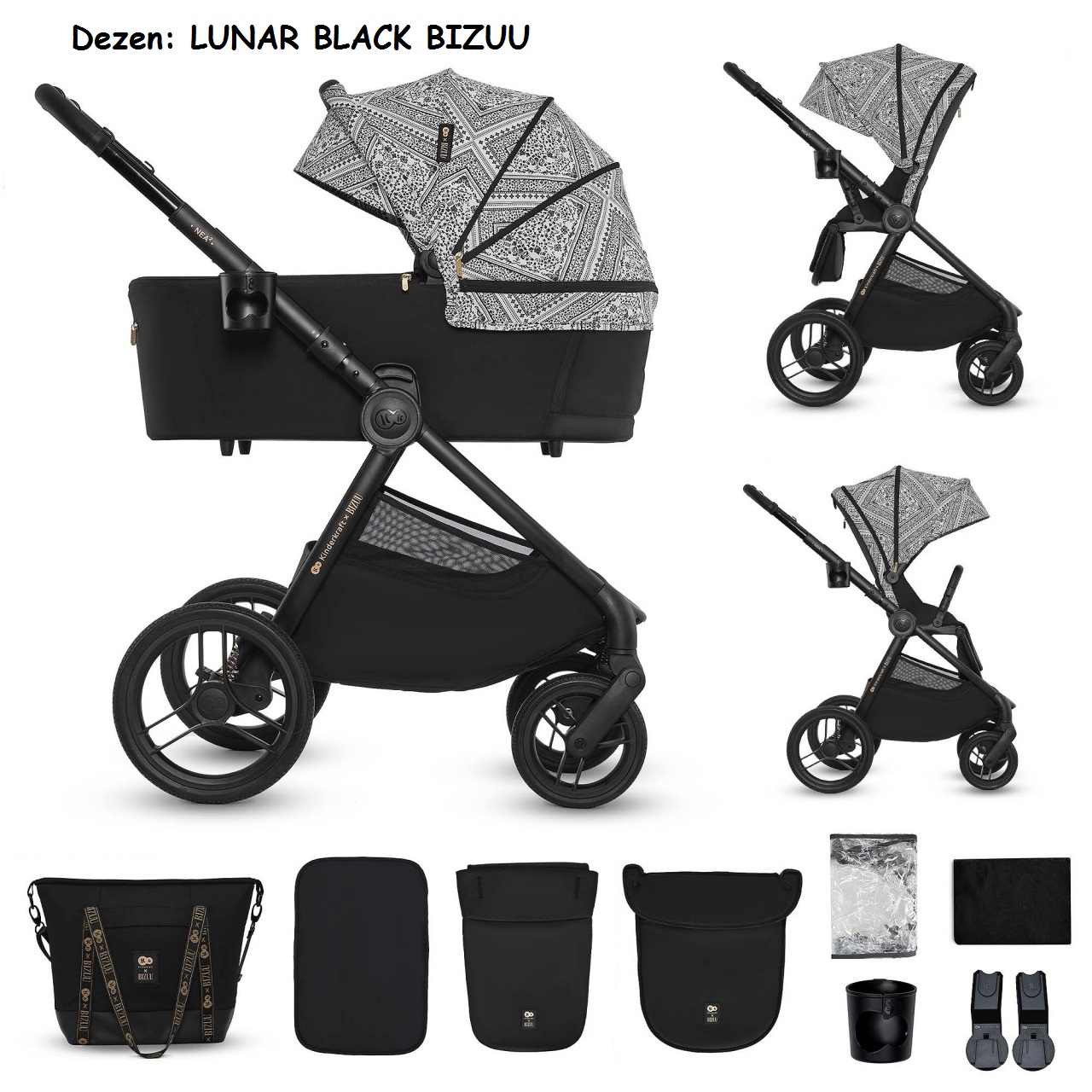 Kolica za bebe Kinderkraft NEA 2 set 2u1 LUNAR BLACK BIZUU