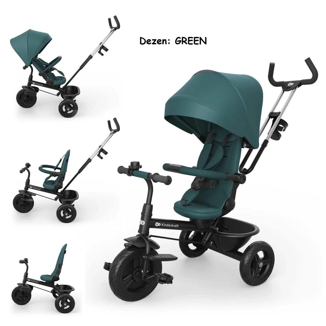 Tricikli / guralica za decu, Kinderkraft ASTON 2 PLUS GREEN