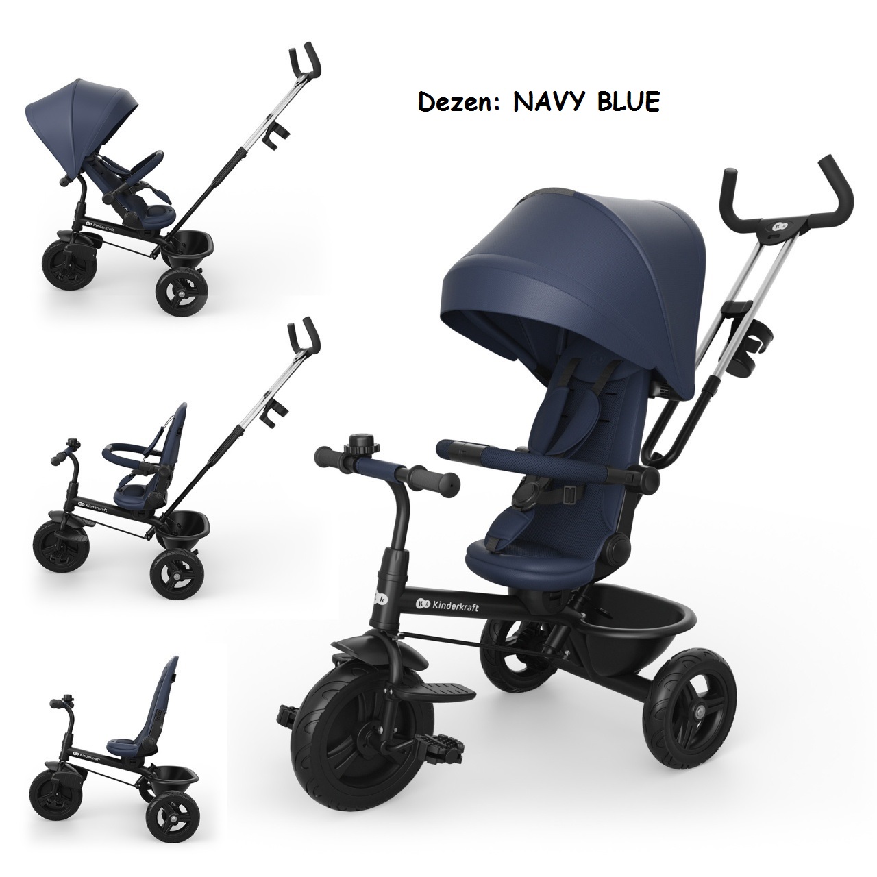 Tricikli / guralica za decu, Kinderkraft ASTON 2 PLUS NAVY BLUE